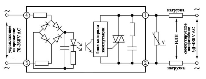 Схема твердотельного реле переменного тока