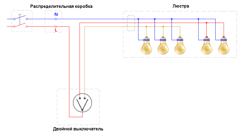 Подключение люстры к выключателям: разные варианты